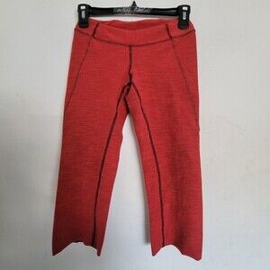 Lululemon Athletica Verve Cropped Red Deepest Cranberry Cut Off Raw Hem Pants 4